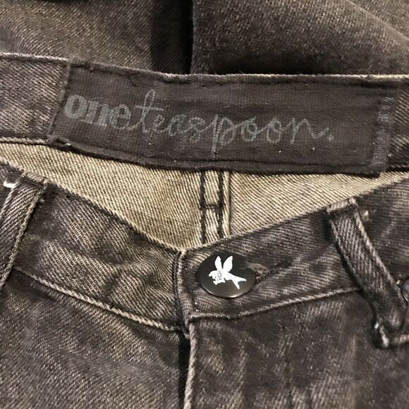 One Teaspoon Distressed Jeans Womens 24 Ripped Washed Denim Black - Picture 4 of 7